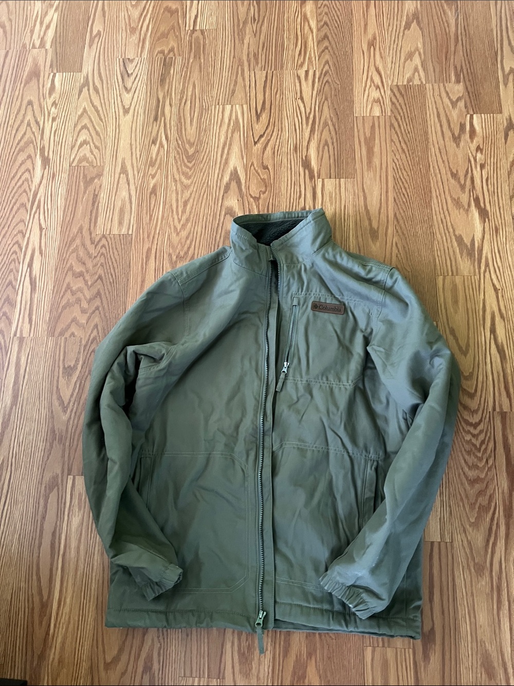 Columbia Men's Olive Green Military Field Zip-Up Jacket